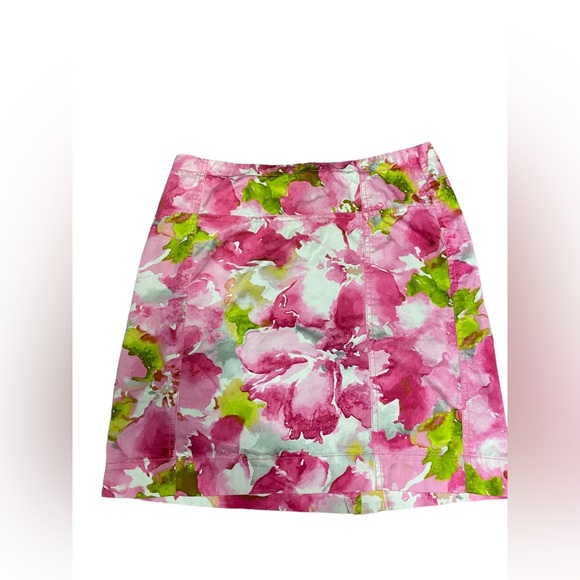 Anne Klein Dresses & Skirts - Anne Klein Stretch A-Line Skirt Pink Fuchsia White Green Floral Size 10